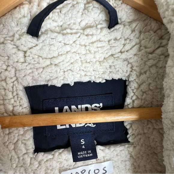 Lands' End Kids Winter Parka Coat Navy Blue Fleece Lined Grow-A-Long Size S(4) - Picture 10 of 16